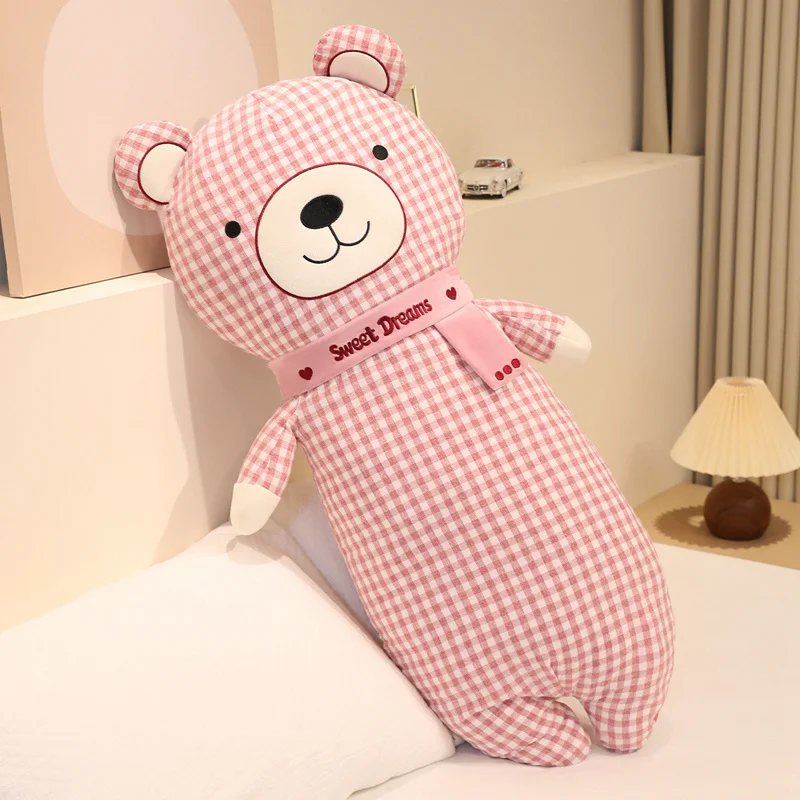 Almofada Longa para Adultos com Estampa de Urso, Macia e Confortável para as Costas. MDUG (borgonha 100cm)