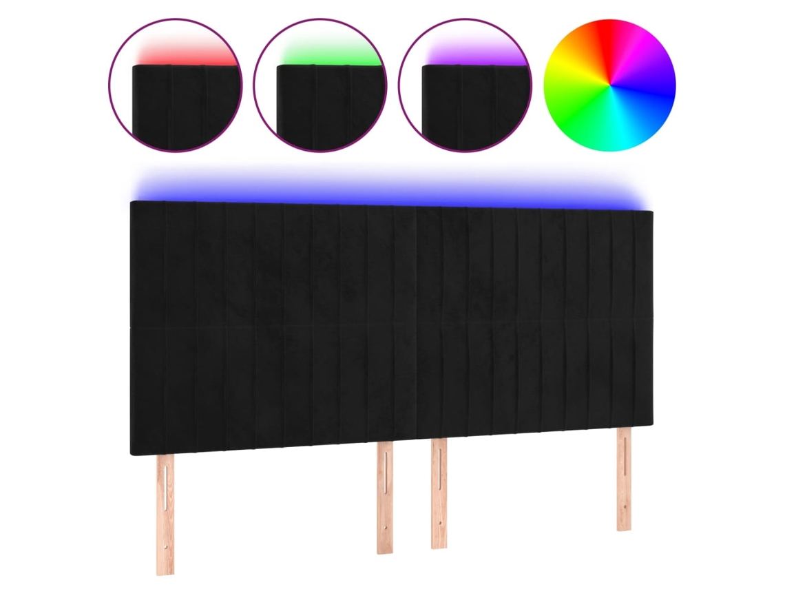 Led Headboard, Led Headboards Vidaxl Preto Veludo (200 X 5 X 118/128 Cm)