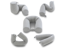 Lurelia Almofada Viagem, Espuma Viscoelástica, Apoio Pescoço, Máscara Olhos, Protetores Auriculares, Cinzento
