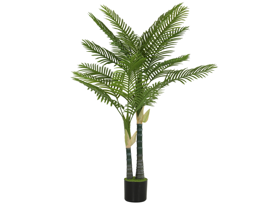 Palmeira Artificial De 150 Cm, Com 16 Folhas, Planta Artificial Grande Em Vaso Para Decoração De Sala De Estar E Varanda, Verde.