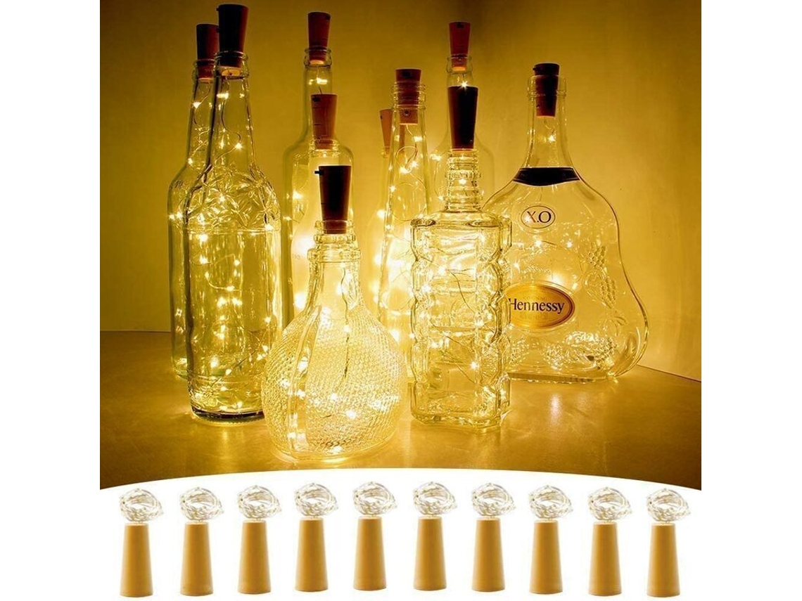 Conjunto De 10 Cordões De Luzes, Formato De Garrafa, 10 Leds, Cor Cobre, Tema De Natal E Halloween