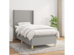 Vidaxl Cama Com Molas/colchão 90x200 Cm Tecido Cinza-claro