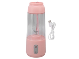 Liquidificador portátil sem fio 300ml carregamento USB lâmina inox para shakes smoothies rosa | S/MARCA