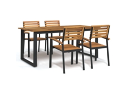 Conj. Jantar P/ Jardim 5 Pcs Madeira De Acácia Maciça E Metal Dkd Home Decor