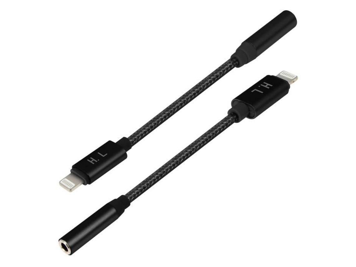 Adaptador de Áudio Hl 103 Preto Cabo Nylon Trançado 13 Cm Conector 3,5 Mm AQUAFORGE