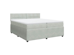 Cama com Molas e Colchão Veludo Cinzento Claro MAISON EXCLUSIVE (200x200 cm)