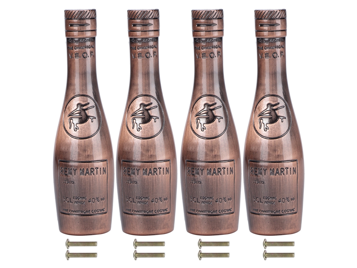 Puxador de Armário Garrafa Vinho Antigo Cobre 4 Unidades