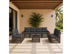 Vidaxl Conjunto De Sofá De Jardim 9 Unid. Cinza E Cinza Escuro Vime Pe