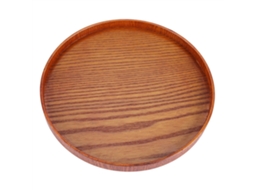 Bandeja De Madeira Natural Redonda Para Servir Chá, Comida E Bebidas Prato De Madeira 33cm