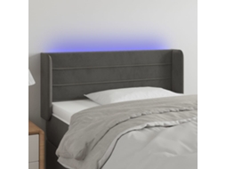 Cabeceira Cama C/ Luzes Led Veludo 93x16x78/88cm Cinza-escuro