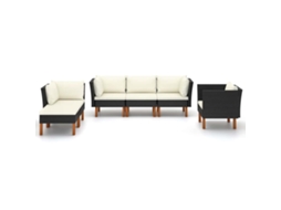 Maison Exclusive - 6 Pcs Conj. Lounge Jardim Vime Pe E Madeira De Eucalipto Preto