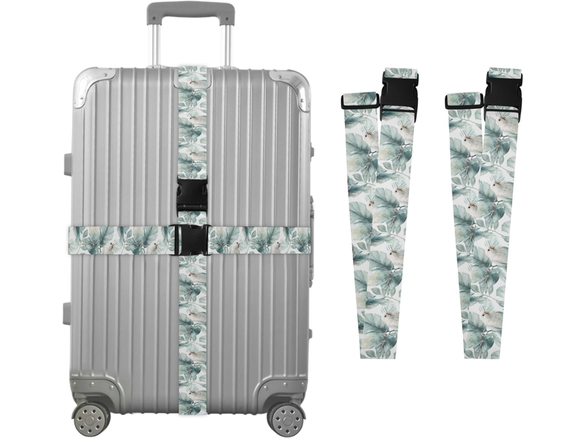 Conjunto De 2 Cintas Bagagem Com Estampa Papagaio Para Malas, Cintas De Viagem, Acessórios Para Cintos, Conector De