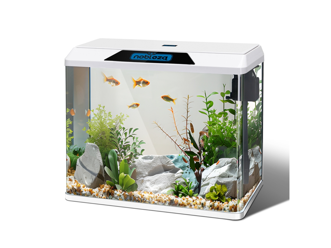 Aquário De 54l Completo, Tanques De Vidro Com Sistema De Filtragem E Iluminação Led, Aquários Para Iniciantes, Nobleza Branco