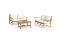 Maison Exclusive - 3 Pcs Conjunto Lounge De Jardim Bambu C/ Almofadões Branco Nata