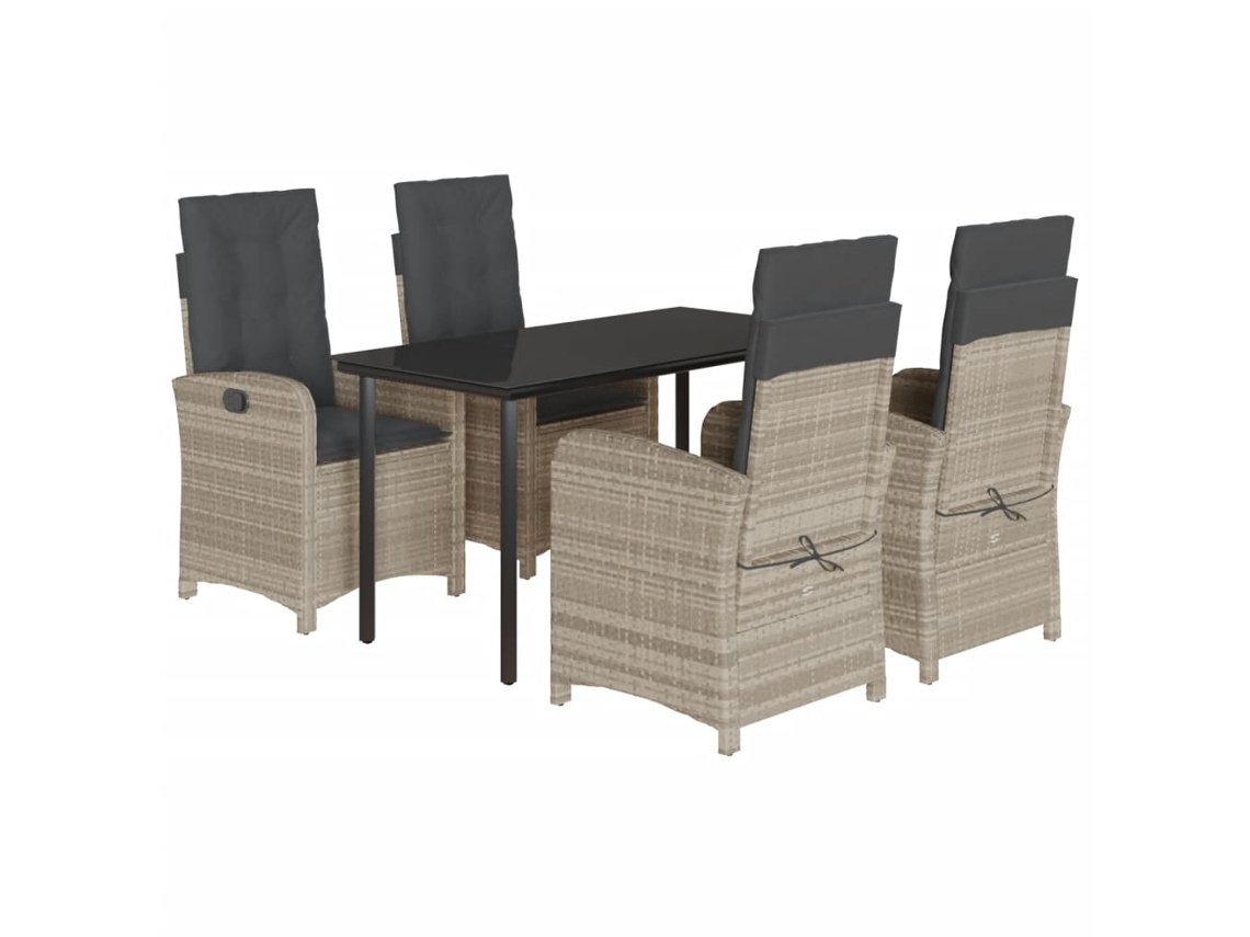 Maison Exclusive - 5 Pcs Conjunto De Jantar P/ Jardim C/ Almofadões Cinzento Claro