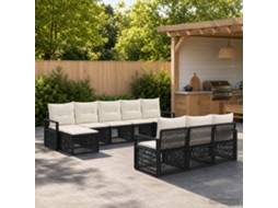 Vidaxl Conjunto De Sofá De Jardim 10 Unid. Preto Vime Pe