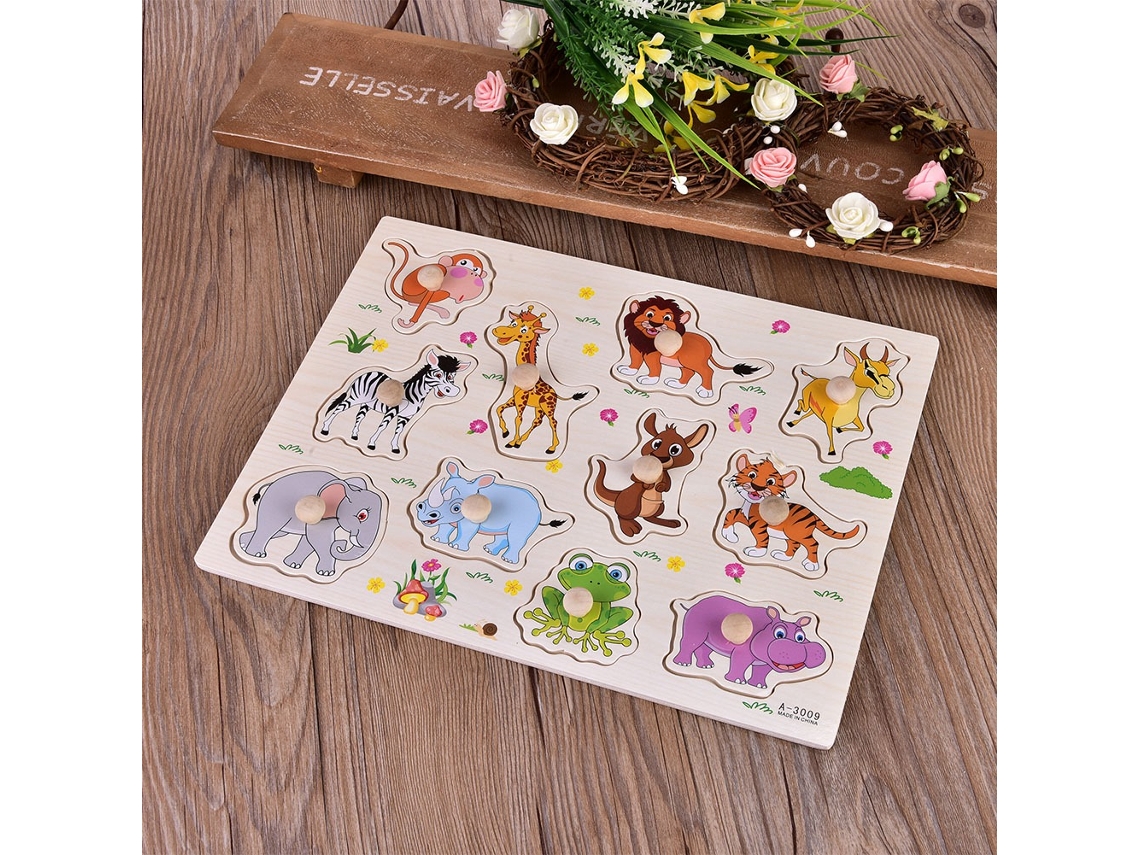 Primerox quebra cabeça de Madeira Educacional para Crianças Animais Brinquedo de Aprendizagem Precoce