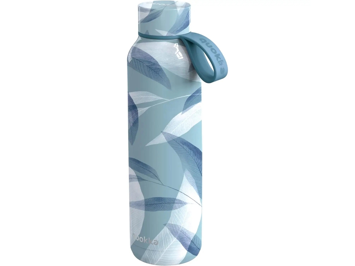 Garrafa térmica Quokka Solid Blue Wind com alça para pendurar, 630ml