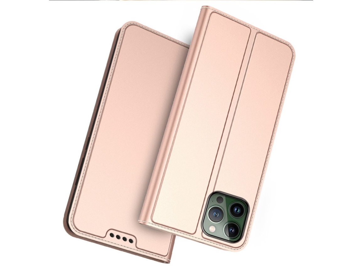 Capa Para Iphone 14 Pro Max Pele Sintética Anti-riscos Com Porta-cartões Rosa