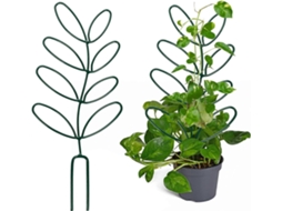 2 treliças para plantas em vasos pequenos, forma de folha, metal, 12,5 polegadas, suporte para plantas trepadeiras