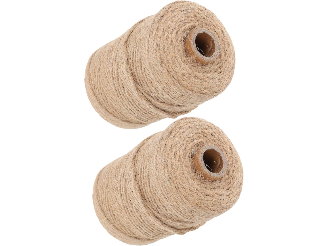 Topbathy Besportble 2 Rolos de Barbante Juta Natural, Corda Trançada Resistente para Jardinagem, Presentes