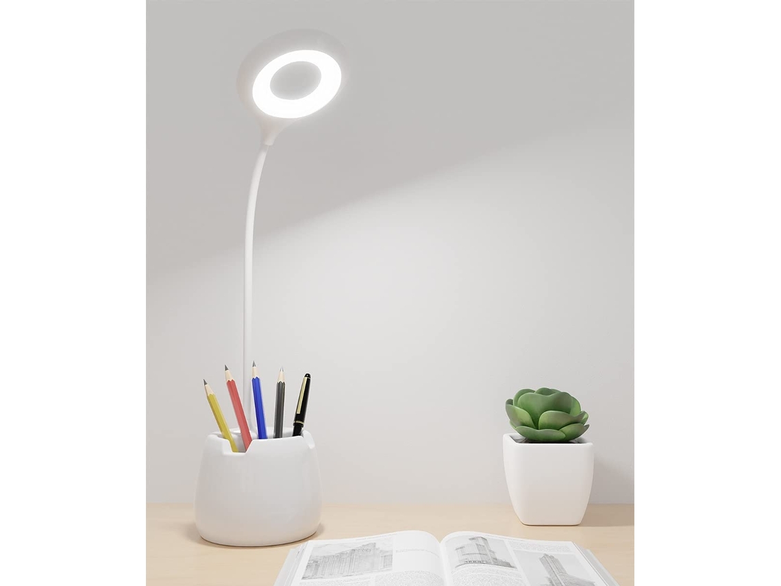 Lurelia Candeeiro Led De Mesa Com Suporte Recarregável 3 Níveis Pescoço De Ganso