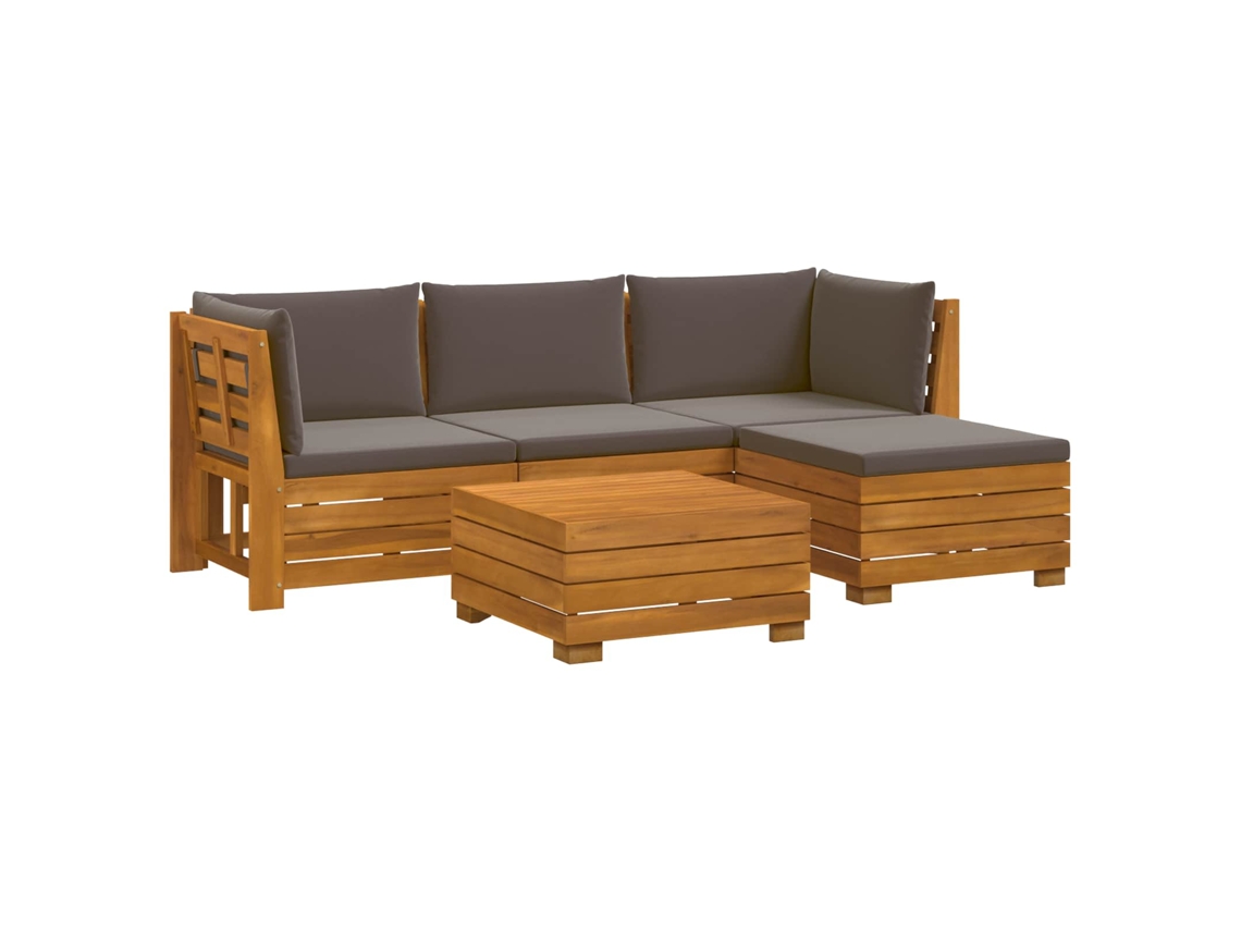 Maison Exclusive - Conjunto De Sofás Para Exterior Com Almofada 5 Peça Castanho