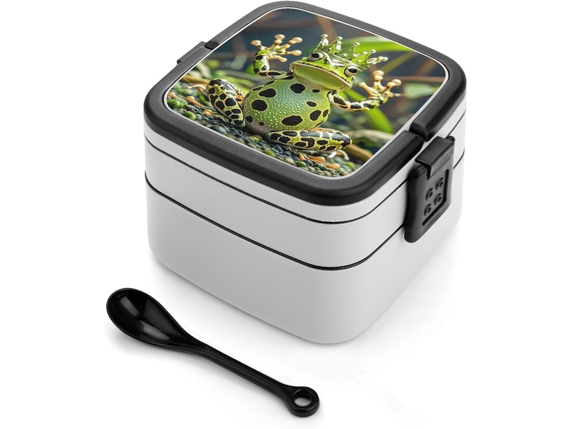 Marmita Bento Empilhável Crown Frog Para Adultos, À Prova De Vazamentos, Grande, Com Tampa E Colher Inclusa, Ideal Para