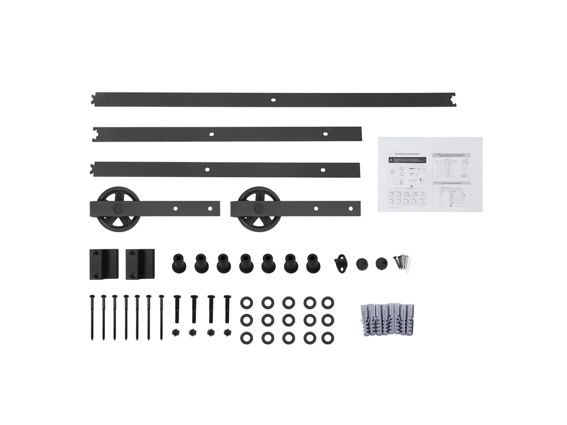 Conjunto De Ferragens Para Trilho De Suspensão De Porta De Celeiro (roldana Grande Para Porta Única, Preto)