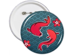 Diythinker Broches Redondos Chineses de Peixinho Dourado da Sorte Japonês, Decoração Roupas, Presente, 5 Peças