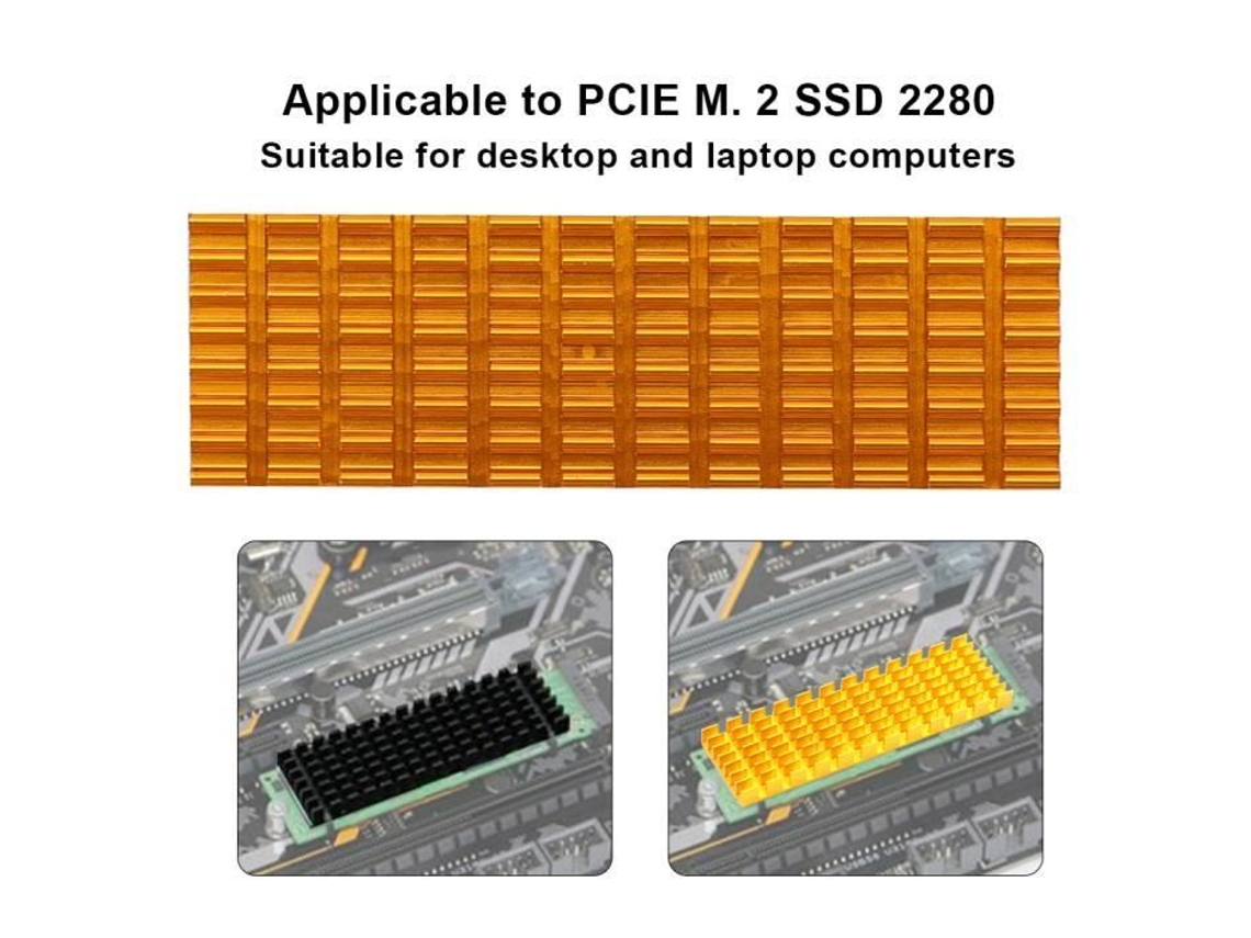 HURRISE Ssd Dissipador de Calor Pcie M.2 Ssd 2280 Dissipador de Calor Cooler Computador Radiador Caixa Dourada