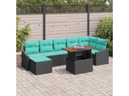 Vidaxl Conjunto De Sofá De Jardim 8 Unid. Preto E Verde-azulado