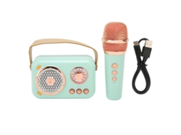 Caixa de Som Mali Bluetooth Portátil, Retro, 6 Modos, Microfone, Verde Menta