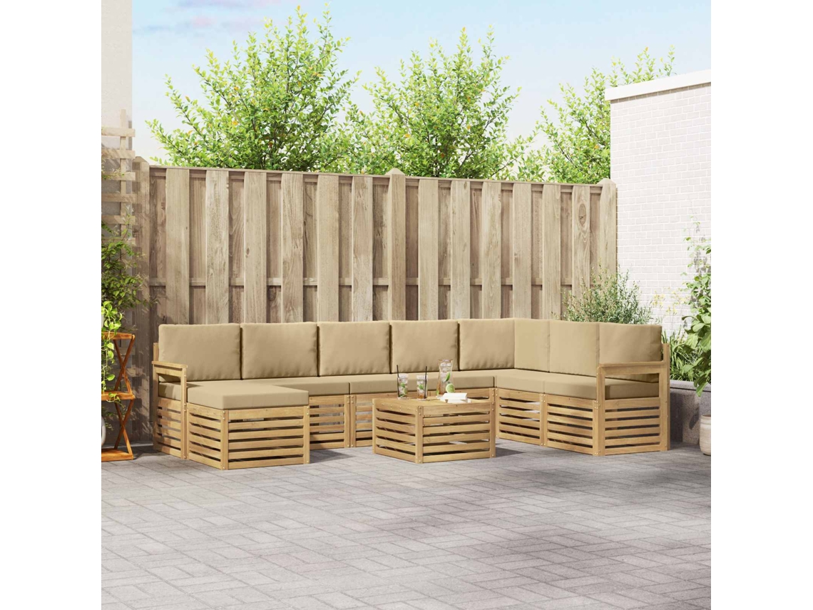 Vidaxl Conjunto De Sofás Para Exterior 7 Pcs Branco E Bege