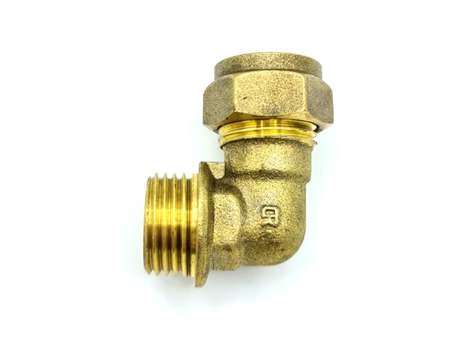 Cotovelo Acoplador Macho G1/2 x 15 mm, Adaptador de Encaixe de Compressão de Latão, Conector Reta