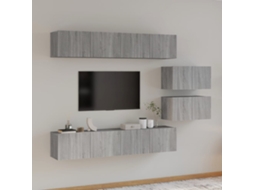 Vidaxl Conjunto Móveis de Tv 6 Pcs Madeira Processada Sonoma Cinza