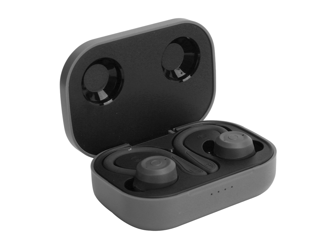 Fone Mali Bluetooth com Gancho, Intra auricular, Sem Fio, Esportivo, Caixa de Carregamento, Preto