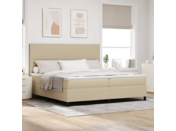 Vidaxl Cama Box Spring Led Cinza Claro E Branco 200 X 200 Cm