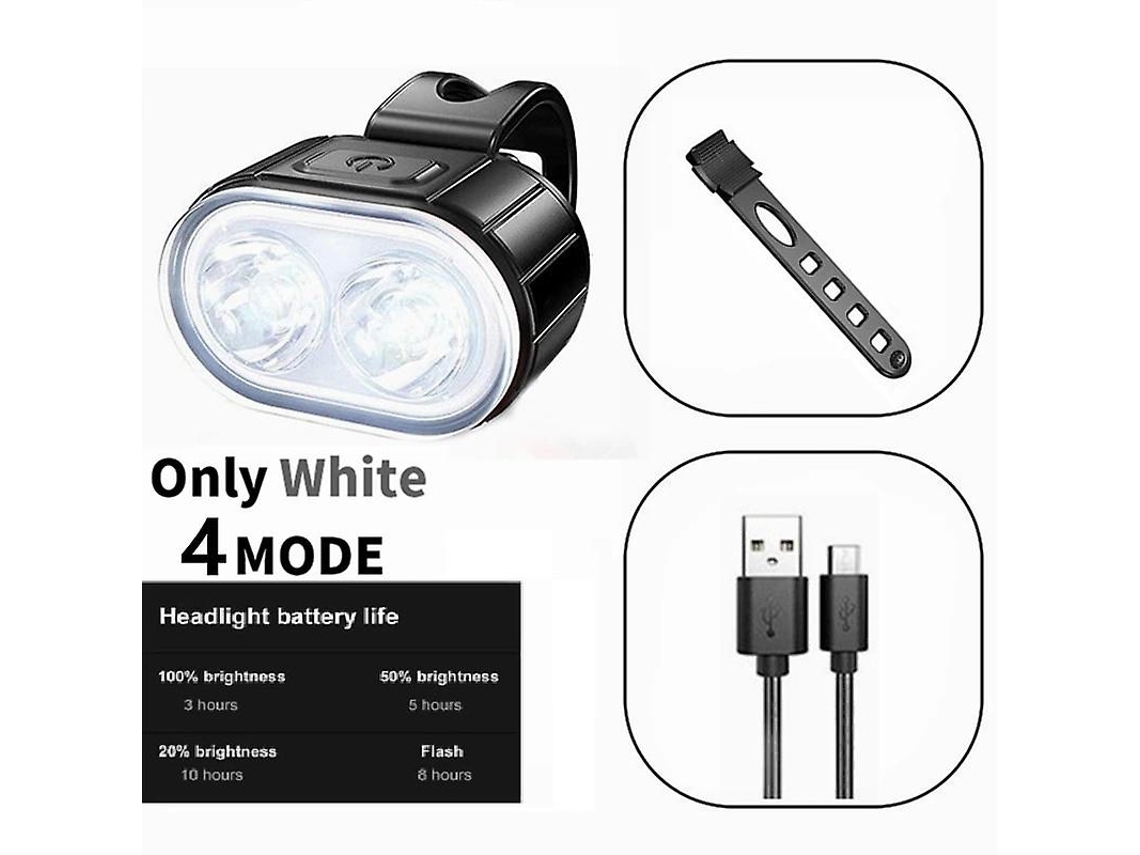 Luz De Bicicleta Q6, Dianteira E Traseira, Recarregável, Para Mtb.