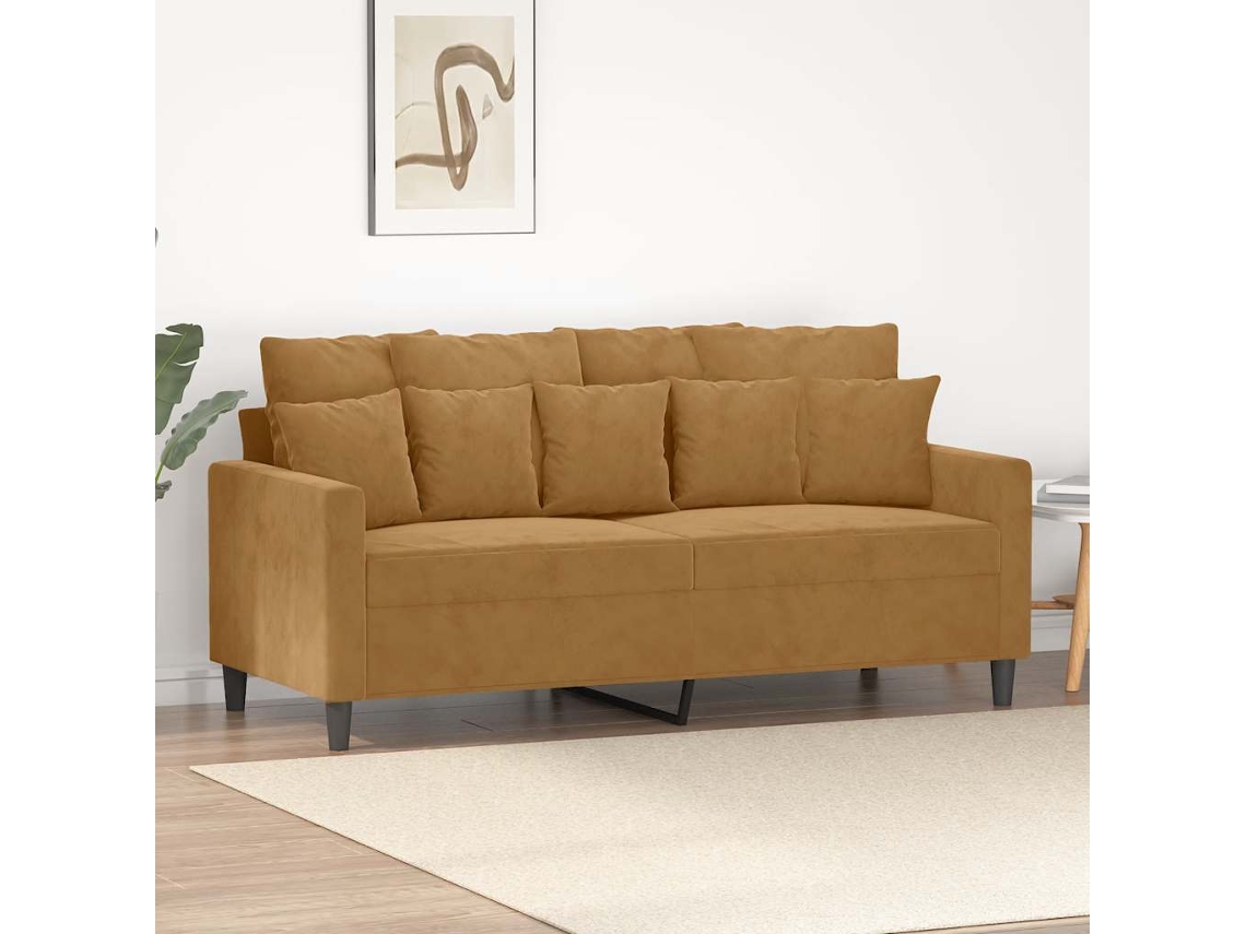 Vidaxl Sofá De 2 Lugares Veludo 140 Cm Castanho