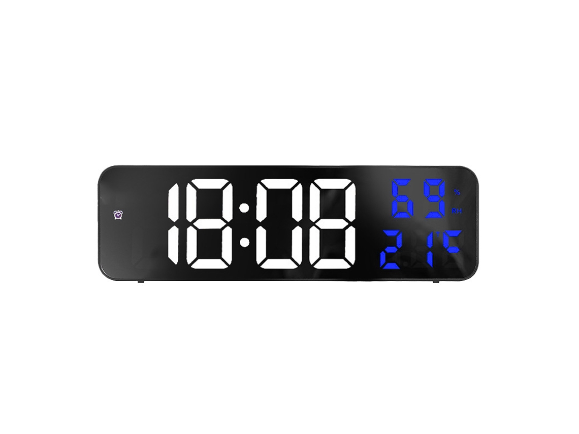 Reloj Digital Led Grande Pantalla Grande Reloj Despertador Electrónico Hogar Montar En Pared Blanco Y Azul