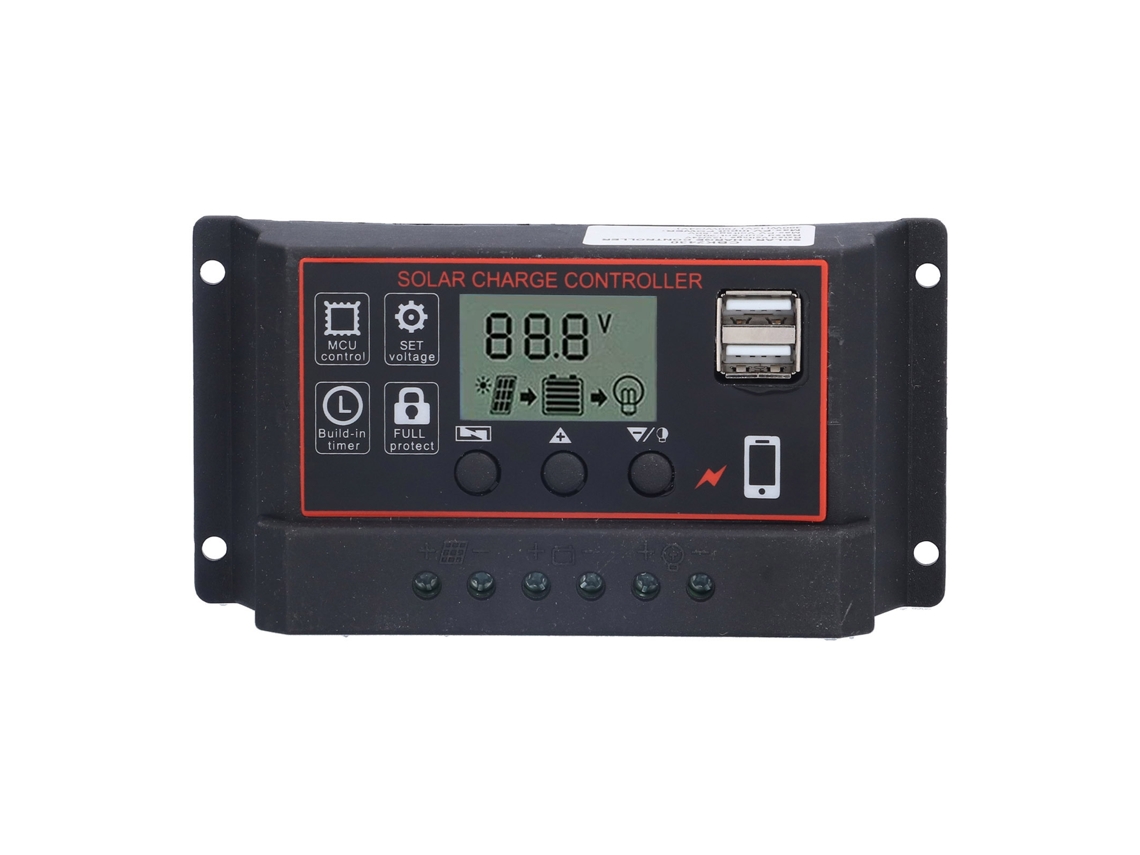 Controlador De Carga Solar Inteligente 12v 24v 30a Com Display Lcd E Proteções Automáticas