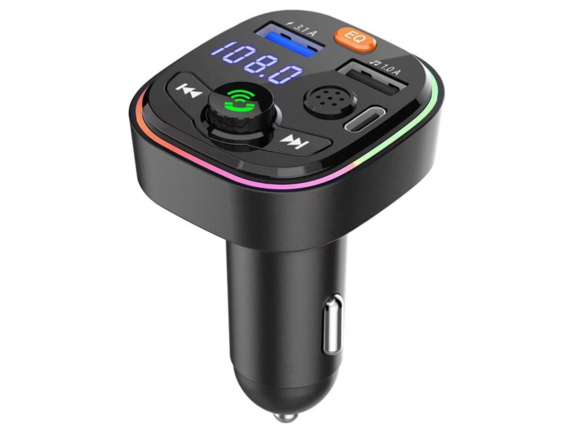Transmissor Fm YIZHOOD Q6 Rádio de Carro Dual Usb Carregamento Rápido Mp3 Mãos Livres Carro Preto