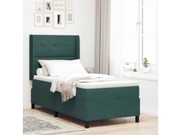 Vidaxl Cama Box Com Fitas Led Verde Escuro 90 X 200 Cm Veludo