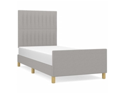 Estrutura de Cama Sem Colchão 90x190cm Tecido Cinzento Claro MAISON EXCLUSIVE