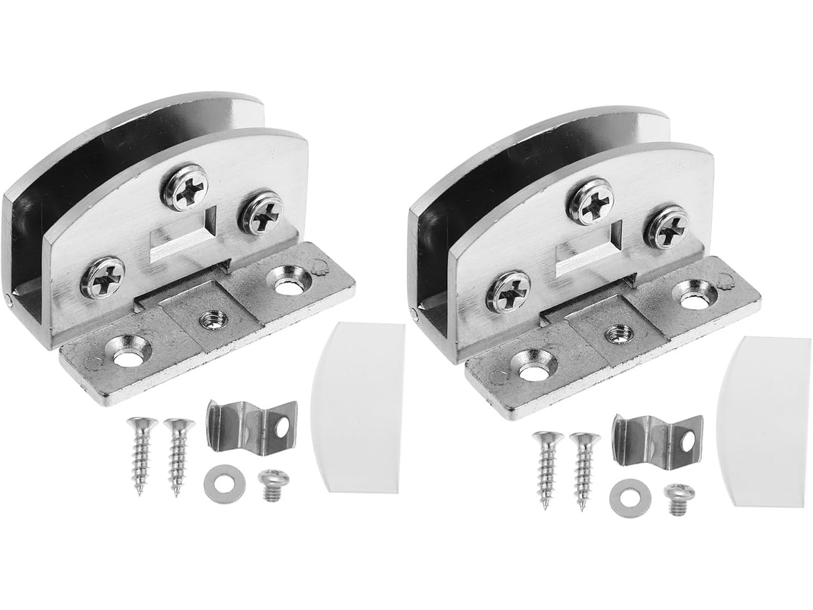 Conjunto De 2 Dobradiças Liga Zinco Para Portas Vidro, Na Cor Prata,