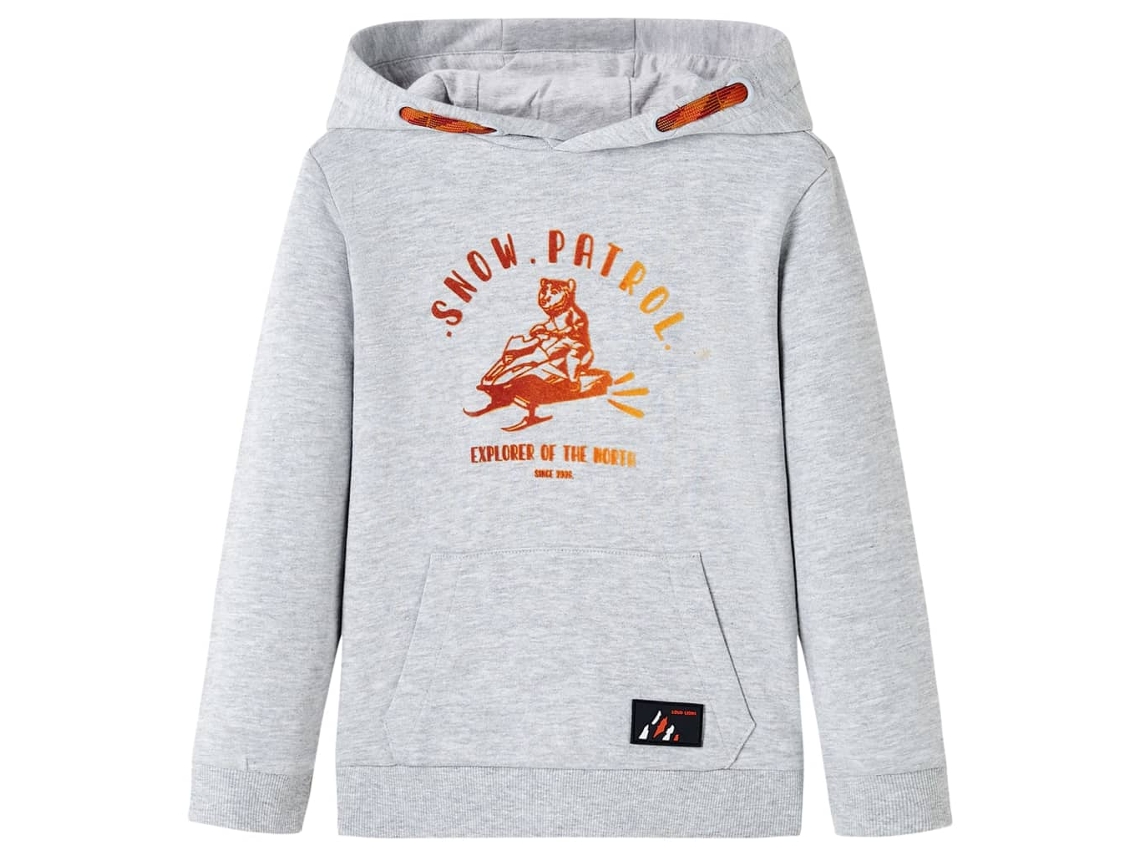 Sweatshirt Para Criança Com Capuz Cinzento Mesclado E Laranja 128