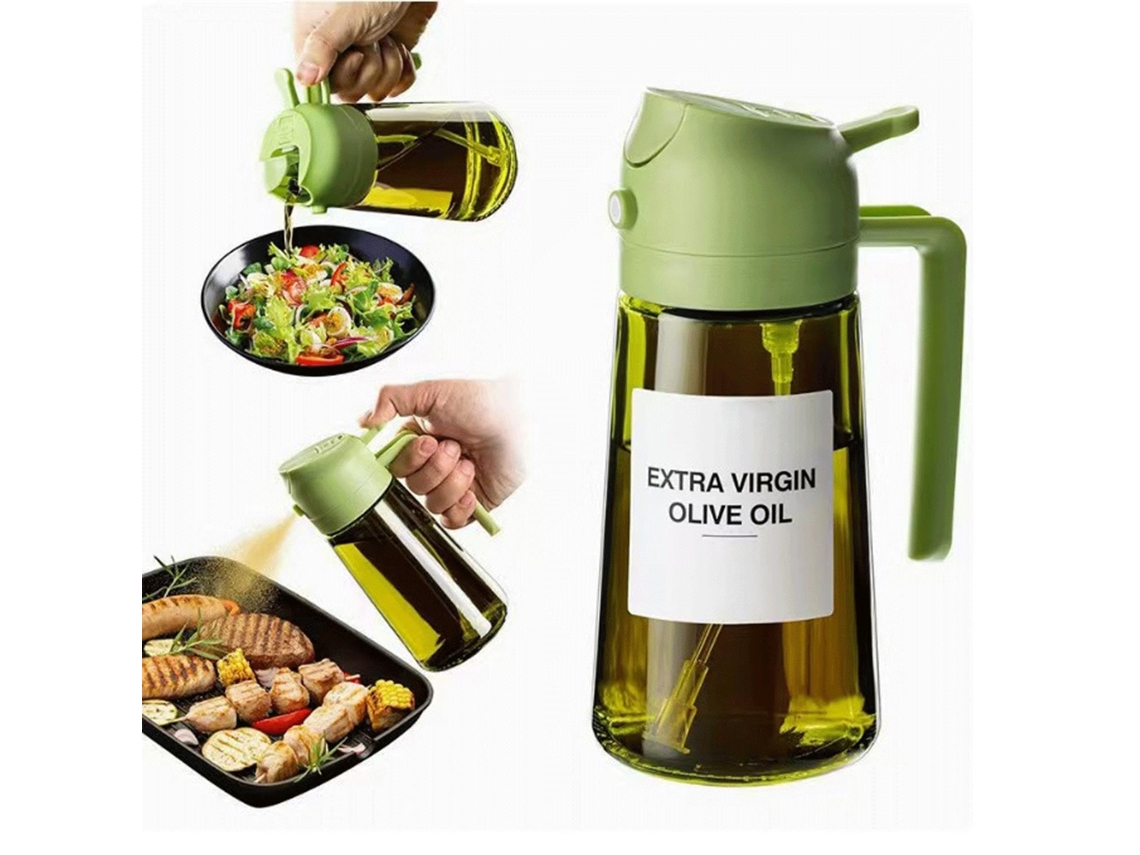 Garrafa Pulverizadora De Óleo – Dispensador De Óleo De Cozinha – Utensílio De Cozinha – 470 Ml – 18 X 8 X 8 Cm – Vidro – Verde Escuro