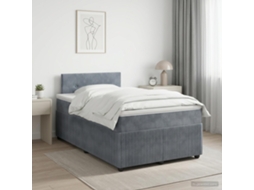 Vidaxl Cama Box Spring Com Colchão Cinzento-escuro 120 X 190 Cm Veludo