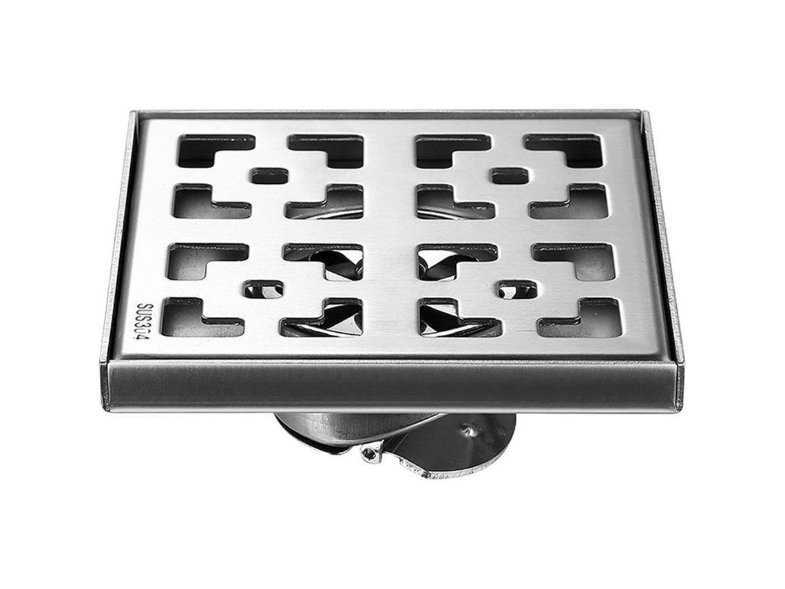Dreno De Chuveiro Quadrado 12x12cm, Strainer Anti-cabelo, Aço Inox 304, Anti-odor, Anti-obstrução, Banheiro Cozinha Piscina
